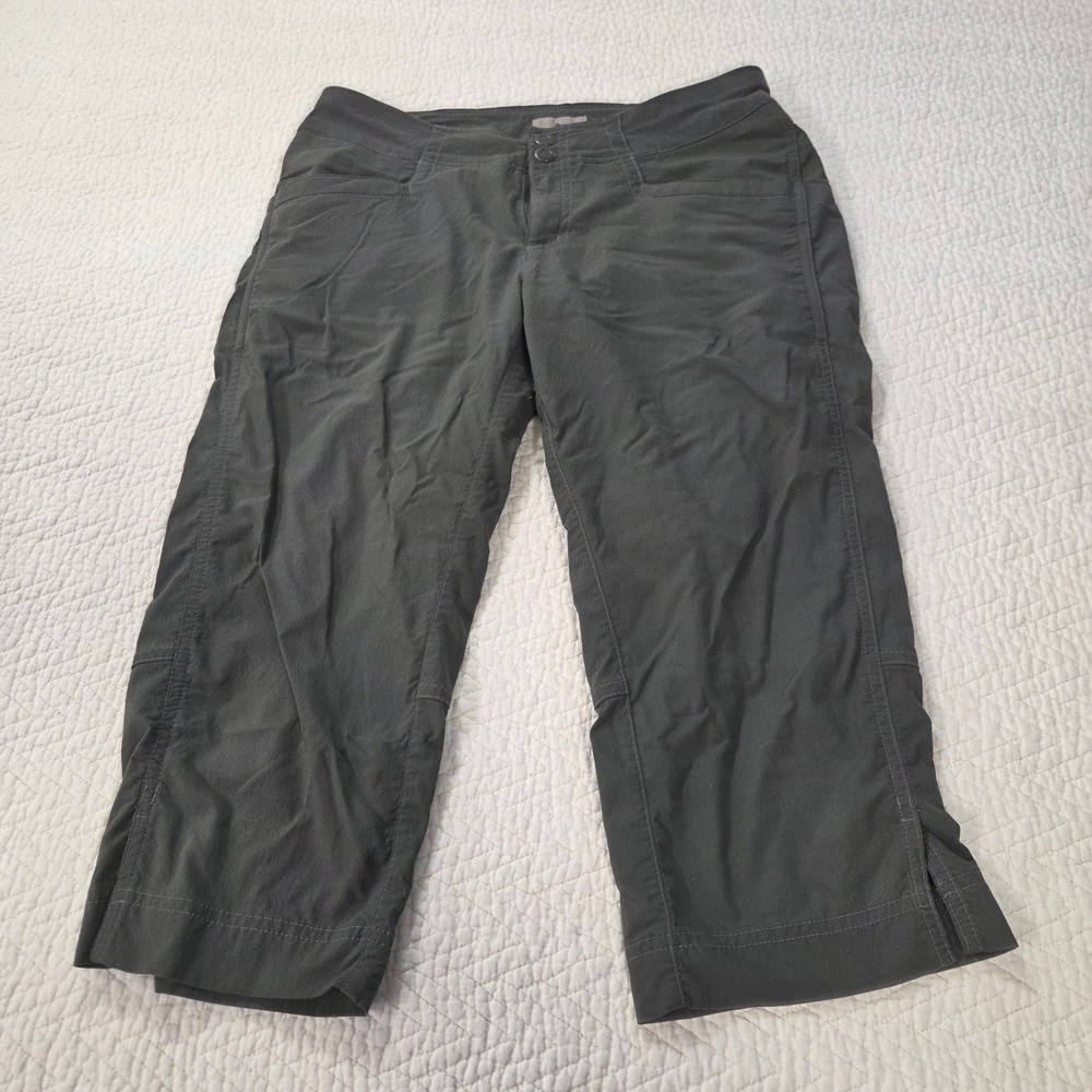 Royal Robbins Green Hiking Capri Pants Size 4 Outdoor Travel Crop Slit Hem
